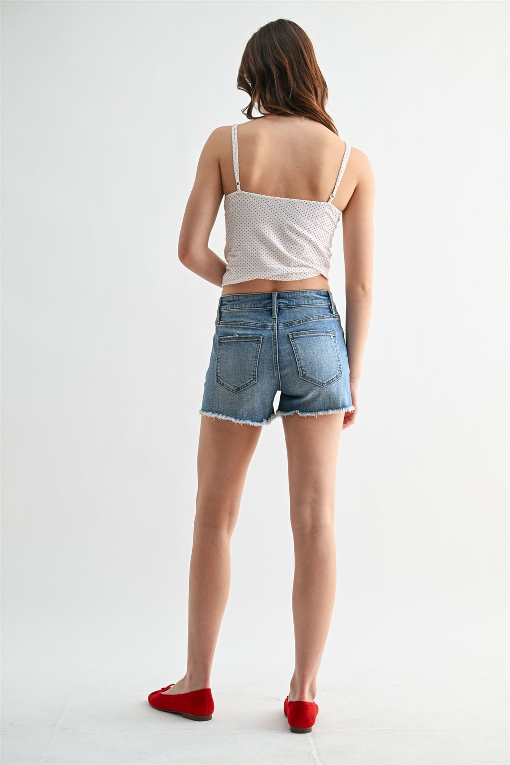High Rise Raw Hem Shorts