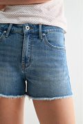 High Rise Raw Hem Shorts